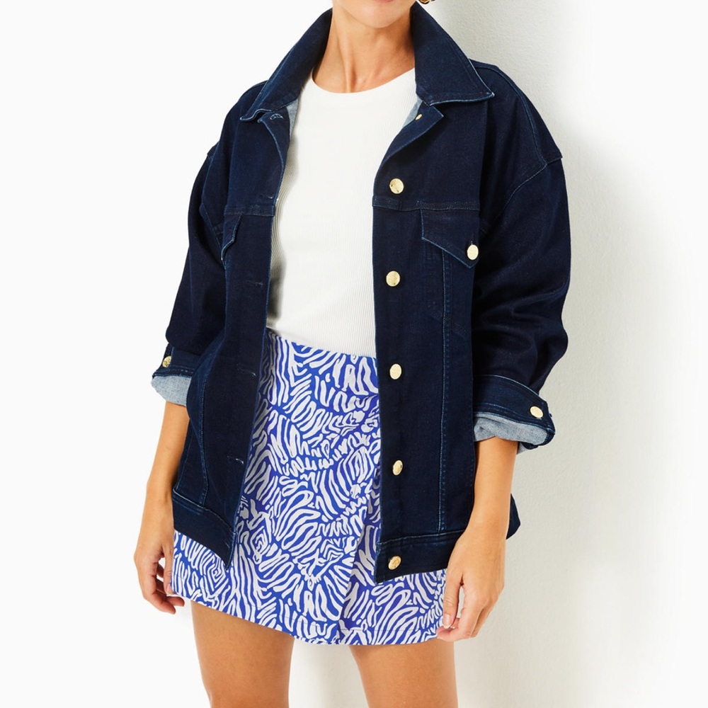 Lilly Pulitzer Blue Jean Jacket Relaxed Fit